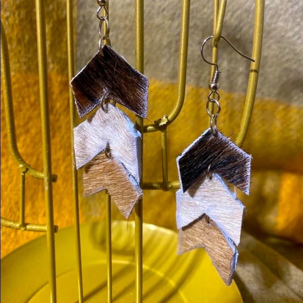 Chevron cowhide earrings